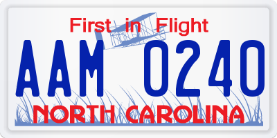 NC license plate AAM0240