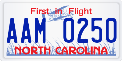 NC license plate AAM0250