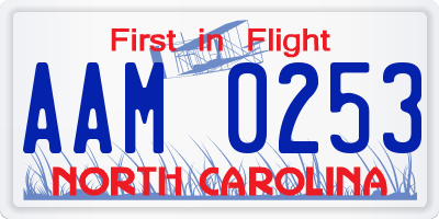 NC license plate AAM0253