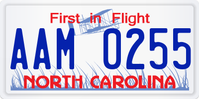NC license plate AAM0255