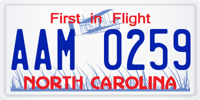 NC license plate AAM0259