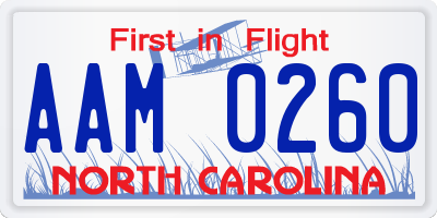 NC license plate AAM0260
