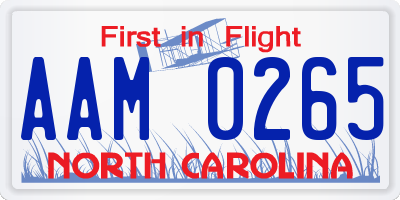 NC license plate AAM0265