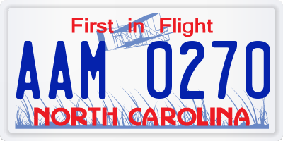 NC license plate AAM0270