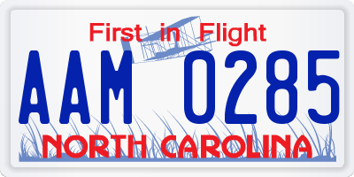 NC license plate AAM0285