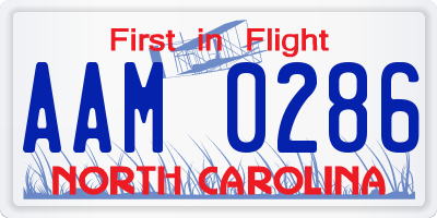 NC license plate AAM0286