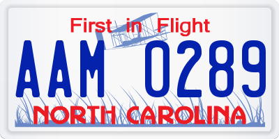 NC license plate AAM0289