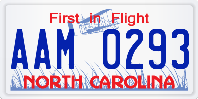 NC license plate AAM0293