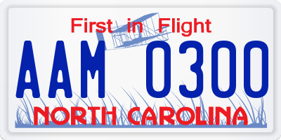 NC license plate AAM0300