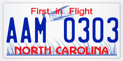 NC license plate AAM0303