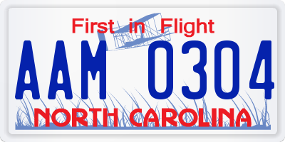 NC license plate AAM0304