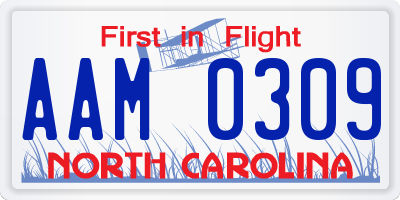 NC license plate AAM0309