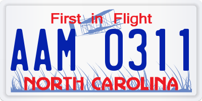NC license plate AAM0311
