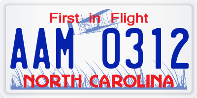 NC license plate AAM0312