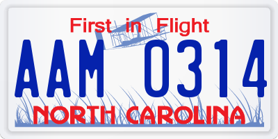 NC license plate AAM0314
