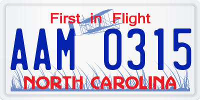 NC license plate AAM0315