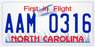 NC license plate AAM0316