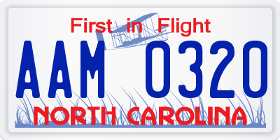 NC license plate AAM0320