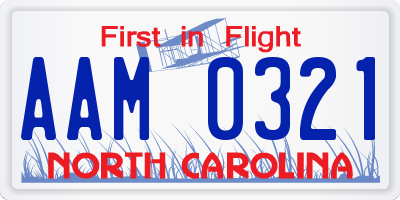 NC license plate AAM0321