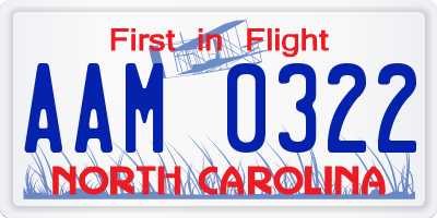 NC license plate AAM0322