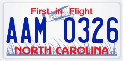 NC license plate AAM0326