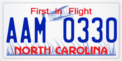 NC license plate AAM0330
