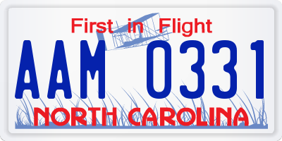 NC license plate AAM0331