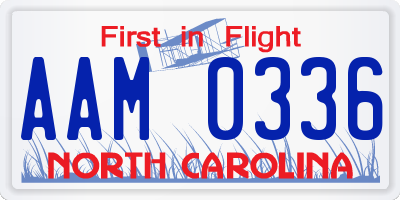 NC license plate AAM0336