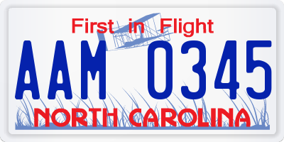 NC license plate AAM0345