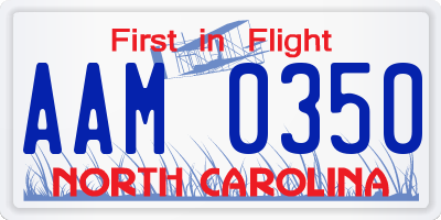 NC license plate AAM0350