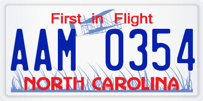 NC license plate AAM0354