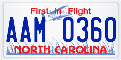 NC license plate AAM0360