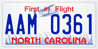 NC license plate AAM0361