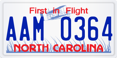 NC license plate AAM0364