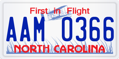 NC license plate AAM0366