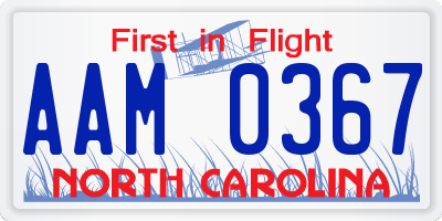 NC license plate AAM0367