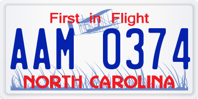 NC license plate AAM0374