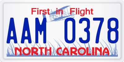 NC license plate AAM0378