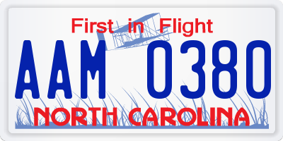 NC license plate AAM0380