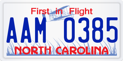 NC license plate AAM0385