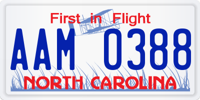 NC license plate AAM0388