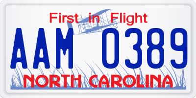 NC license plate AAM0389
