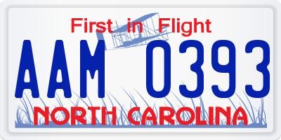 NC license plate AAM0393