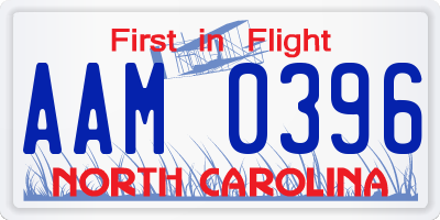 NC license plate AAM0396