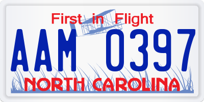 NC license plate AAM0397