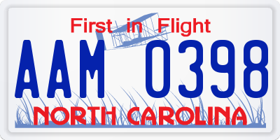 NC license plate AAM0398