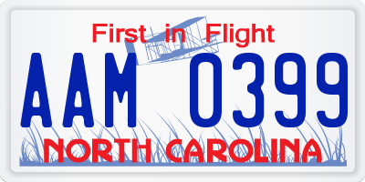 NC license plate AAM0399