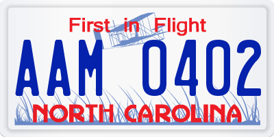 NC license plate AAM0402