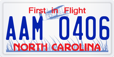 NC license plate AAM0406