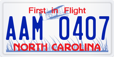 NC license plate AAM0407